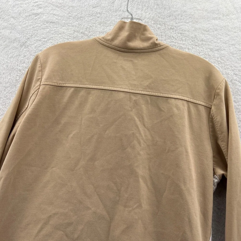 Talbots Jacket Womens Large Beige Tan Full Zip Cotton‎ Blend Long Sleeve Top